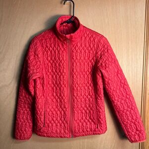 Lands' End Womens Red Quilted PrimaLoft Full Zip Jacket XS‎ 2-4